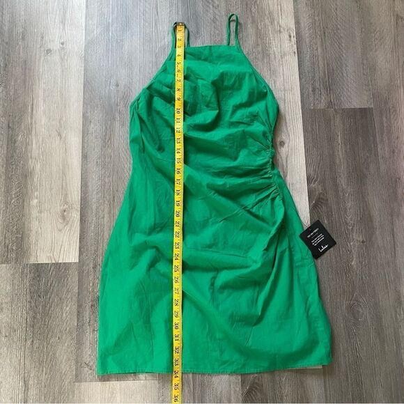 Lulu’s High Neck Ruched Dress Green Mini Medium NEW Party - Picture 10 of 11